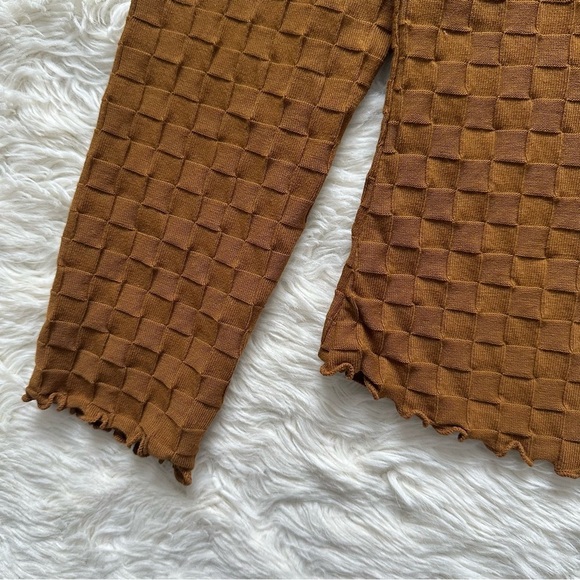 Madewell Top V-Neck Cardigan in Checkerboard Jacquard Button Front Sepia XS - Picture 7 of 12